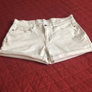 White Roll Up Jean Shorts